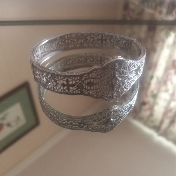 VINTAGE stamped 925 filigree art deco bracelet - Picture 2 of 4